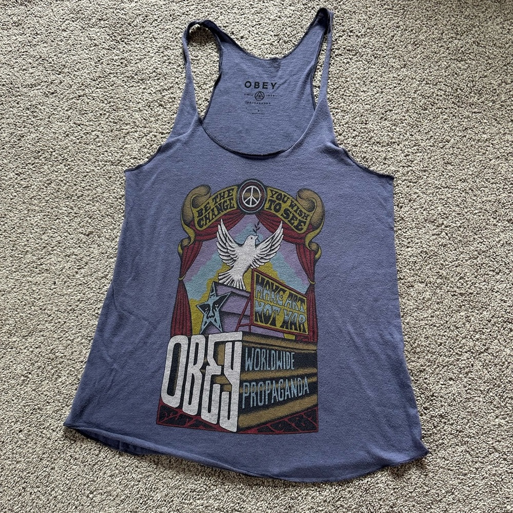 Obey Women's Purple Graphic Tank Top